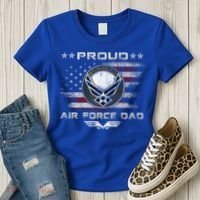 Proud Air Force Dad Military Veteran Pride Us Flag Cute Gift Women's T-Shirt thumb 3