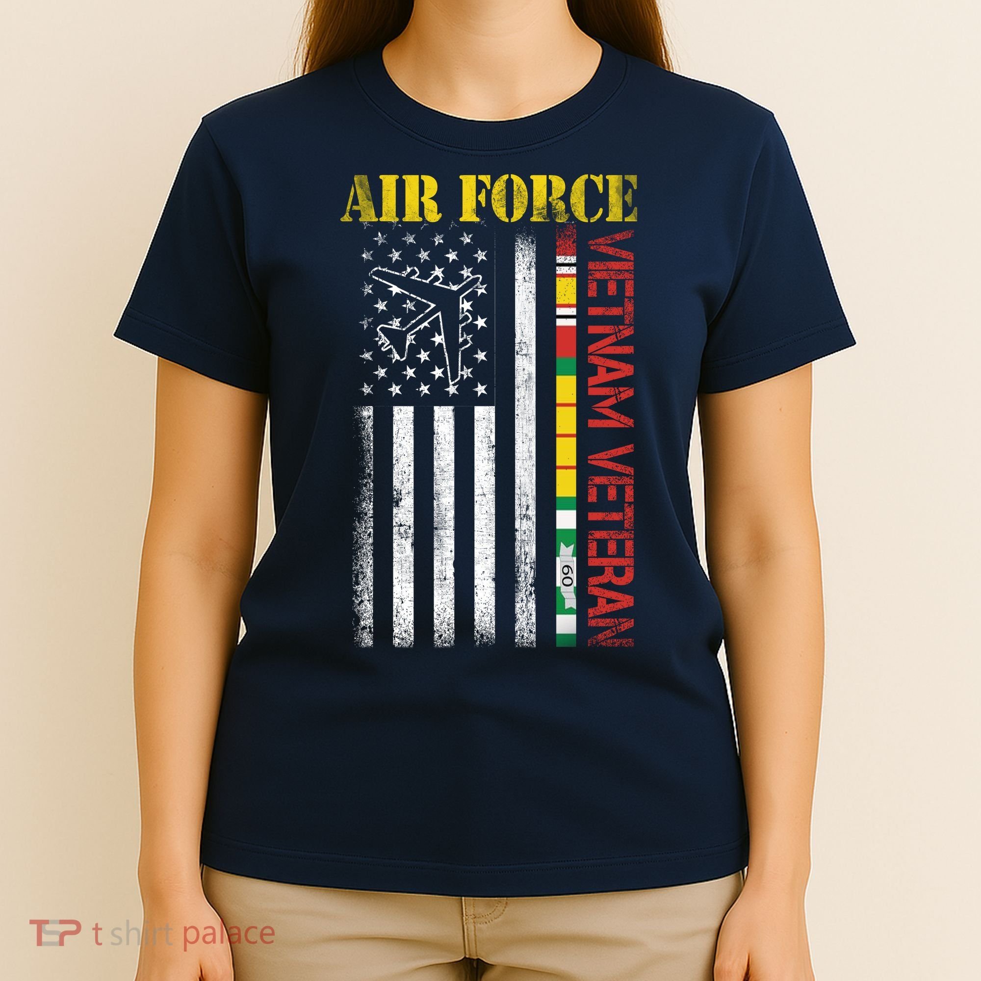 Proud Air Force Vietnam Veteran American Flag Gift T-Shirt