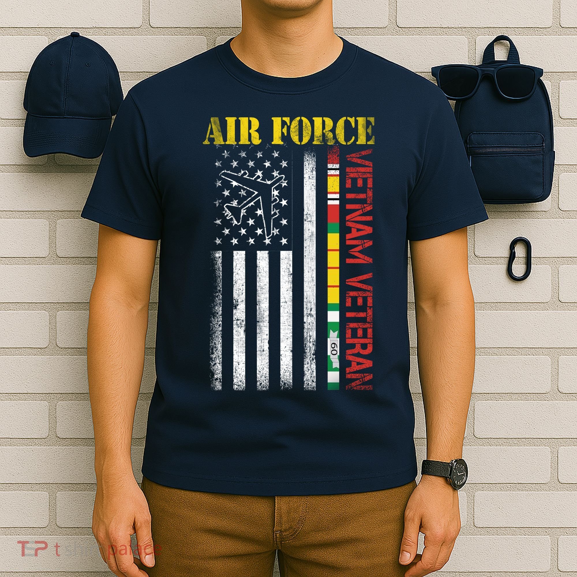 Proud Air Force Vietnam Veteran American Flag Gift T-Shirt