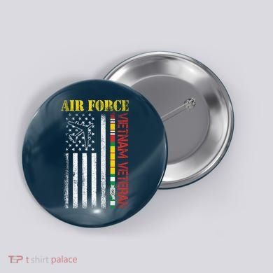 Proud Air Force Vietnam Veteran American Flag Gift Button