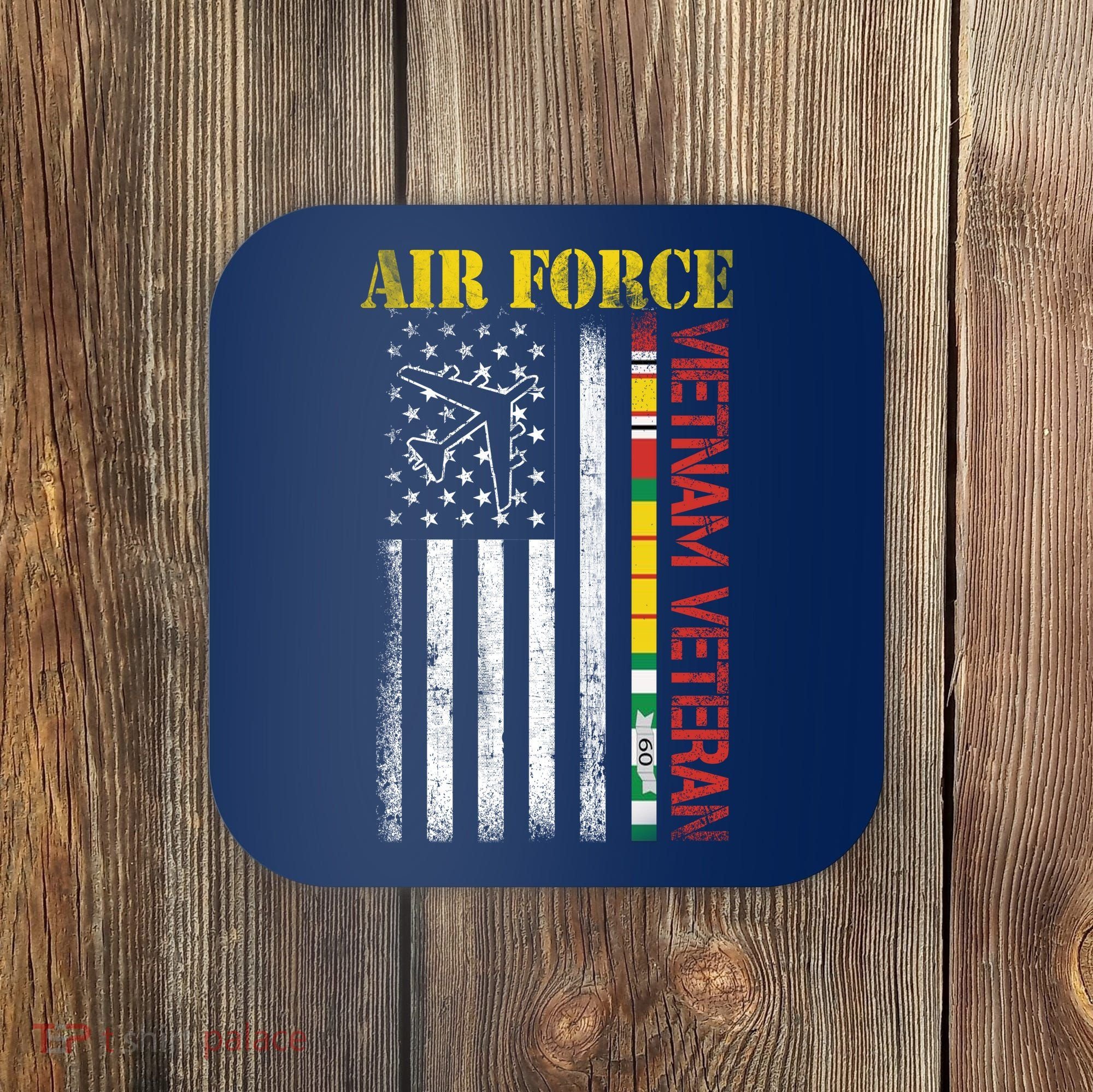 Proud Air Force Vietnam Veteran American Flag Gift Coaster
