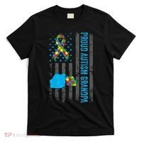 Proud Autism Grandpa American Flag Autism Awareness  T-Shirt thumb 0
