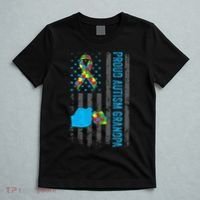 Proud Autism Grandpa American Flag Autism Awareness  T-Shirt thumb 5