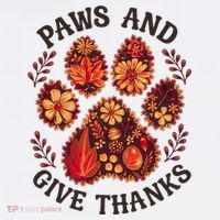 Paws And Give Thanks Dog Paw Floral Thanksgiving Day Autumn T-Shirt thumb 7