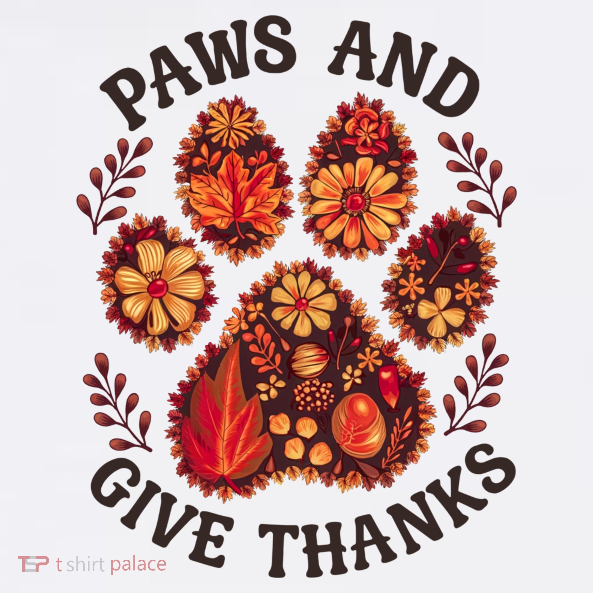 Paws And Give Thanks Dog Paw Floral Thanksgiving Day Autumn Women's Tank Top