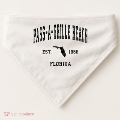 Pass A Grille Beach Florida Fl Vintage Established Athletic USA-Made Doggie Bandana