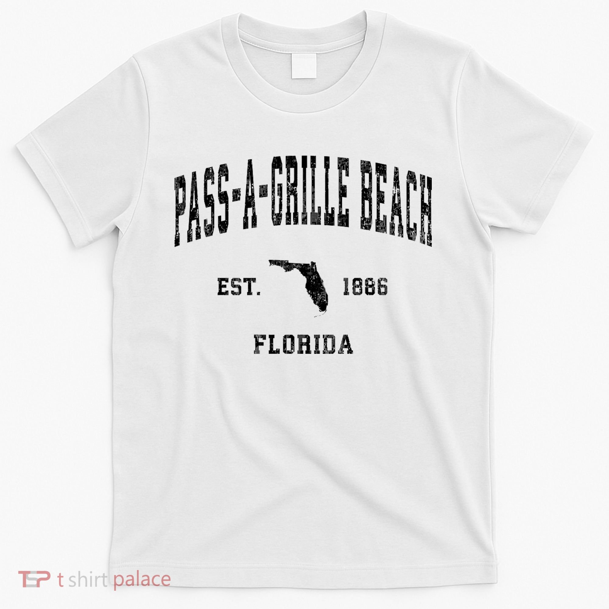 Pass A Grille Beach Florida Fl Vintage Established Athletic T-Shirt