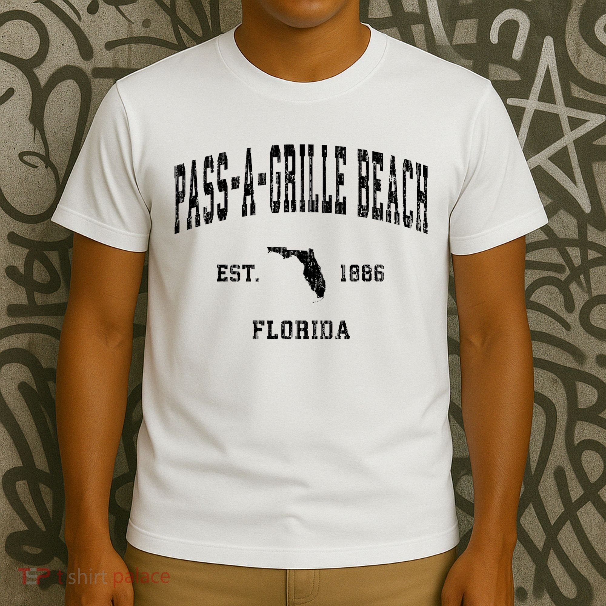 Pass A Grille Beach Florida Fl Vintage Established Athletic T-Shirt