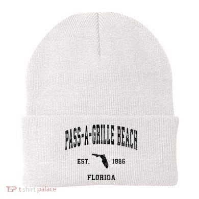 Pass A Grille Beach Florida Fl Vintage Established Athletic Beanie