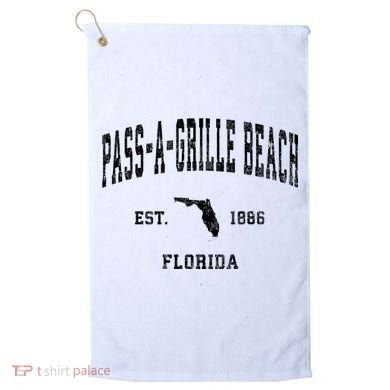 Pass A Grille Beach Florida Fl Vintage Established Athletic Golf Towel