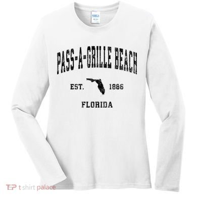 Pass A Grille Beach Florida Fl Vintage Established Athletic Women's Long Sleeve Shirt
