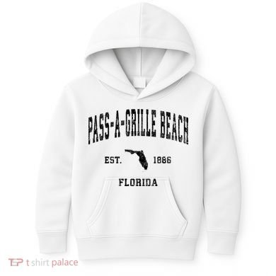 Pass A Grille Beach Florida Fl Vintage Established Athletic Kids Hoodie