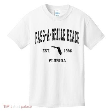 Pass A Grille Beach Florida Fl Vintage Established Athletic Kids T-Shirt