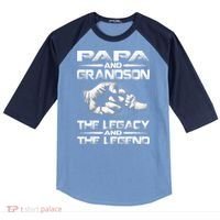 Papa And Grandson The Legend And The Legacy TShirt Raglan Baseball Sleeve Shirt thumb 0