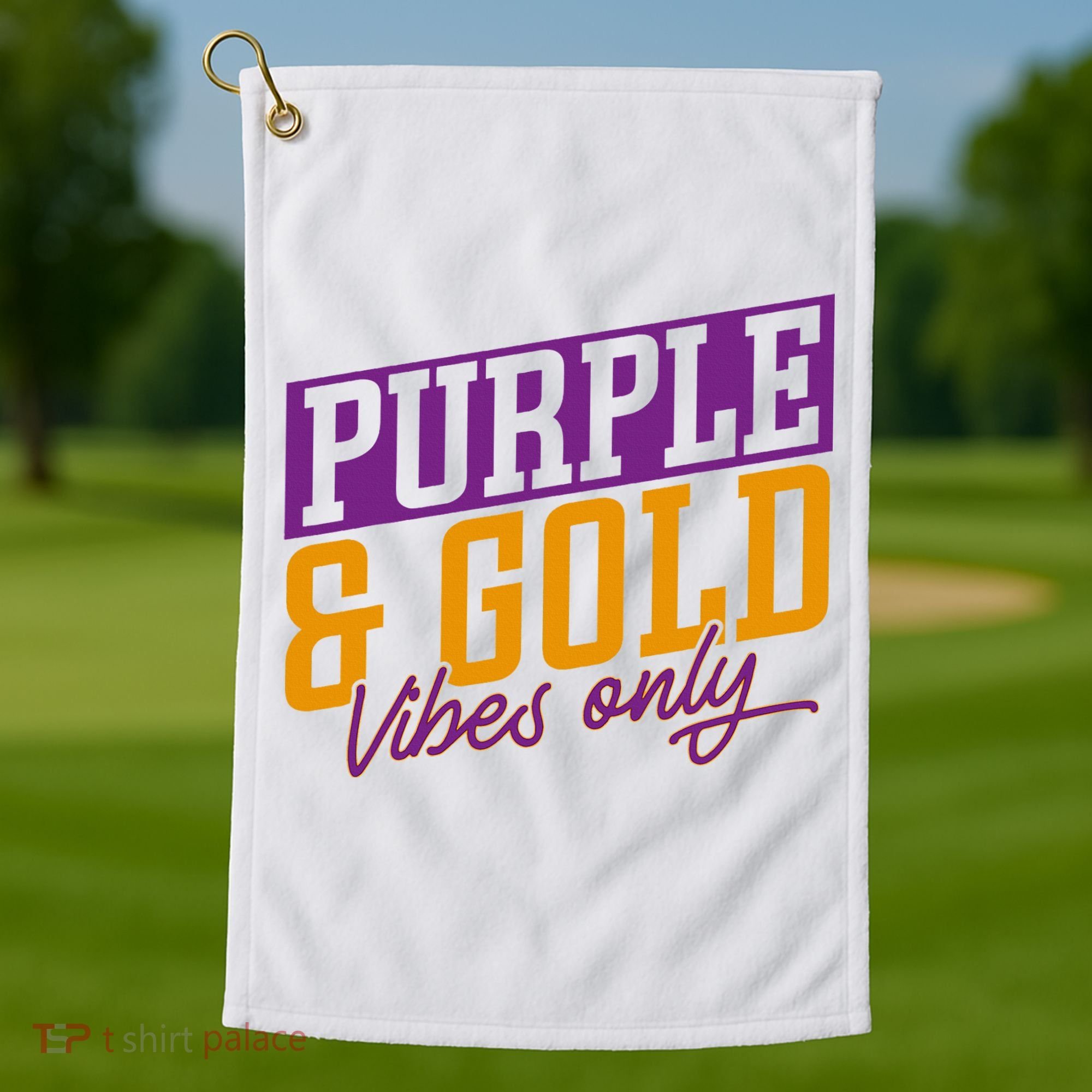 Purple And Gold Vibes Golf Towel