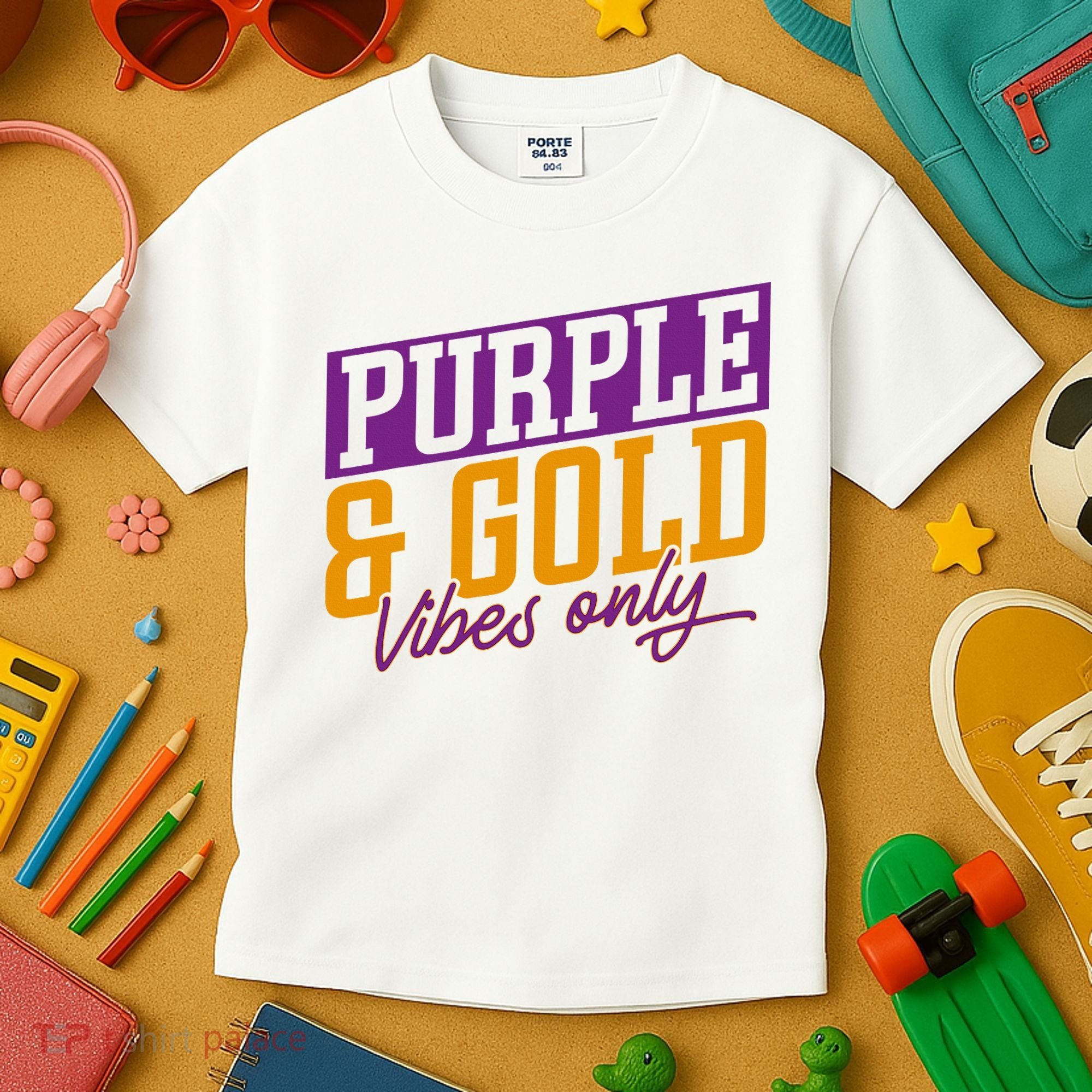 Purple And Gold Vibes Kids T-Shirt