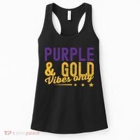 Purple And Gold Vibes Only Game Day For High School Football Women's Tank Top thumb 0