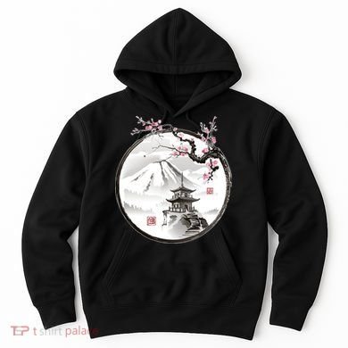 Pagoda Japanese Ink Painting Hoodie