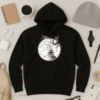 Pagoda Japanese Ink Painting Hoodie thumb 3