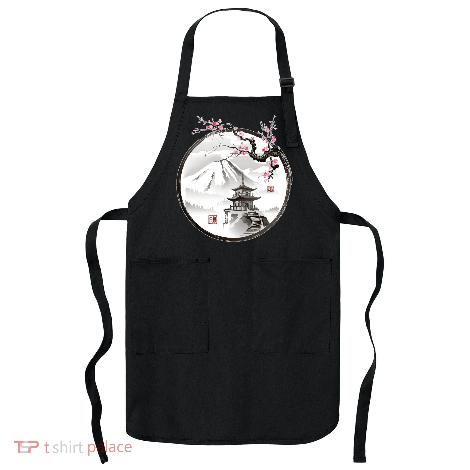 Pagoda Japanese Ink Painting Apron