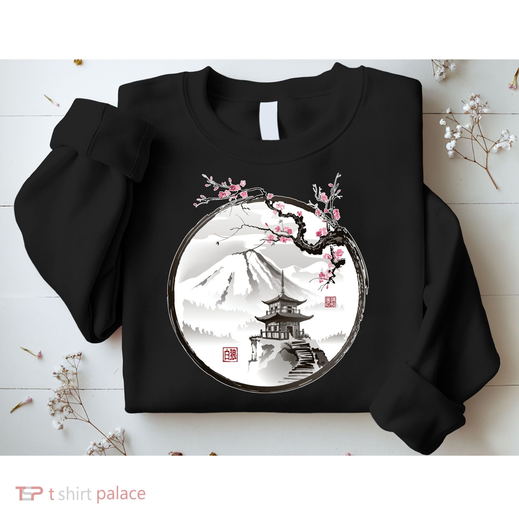 Pagoda Japanese Ink Painting Sweatshirt
