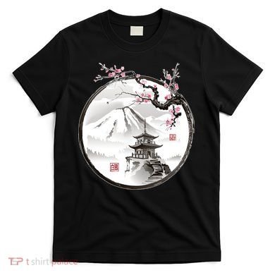 Pagoda Japanese Ink Painting T-Shirt
