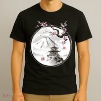 Pagoda Japanese Ink Painting T-Shirt thumb 3