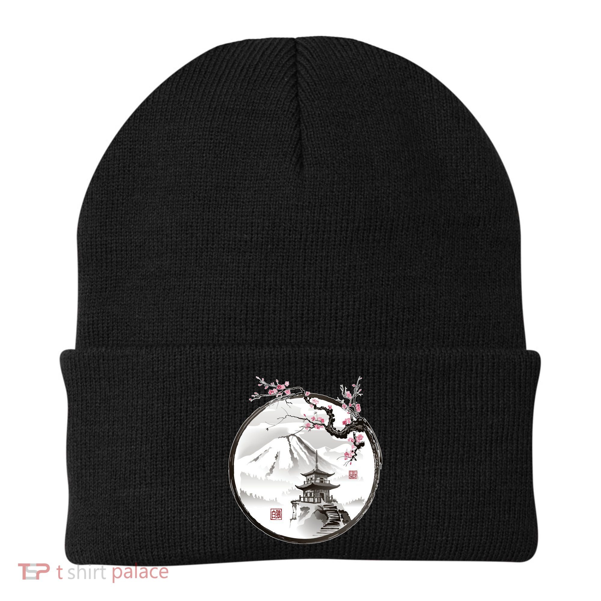 Pagoda Japanese Ink Painting Beanie
