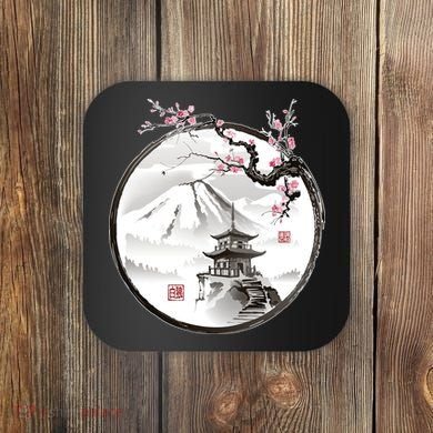 Pagoda Japanese Ink Painting Coaster