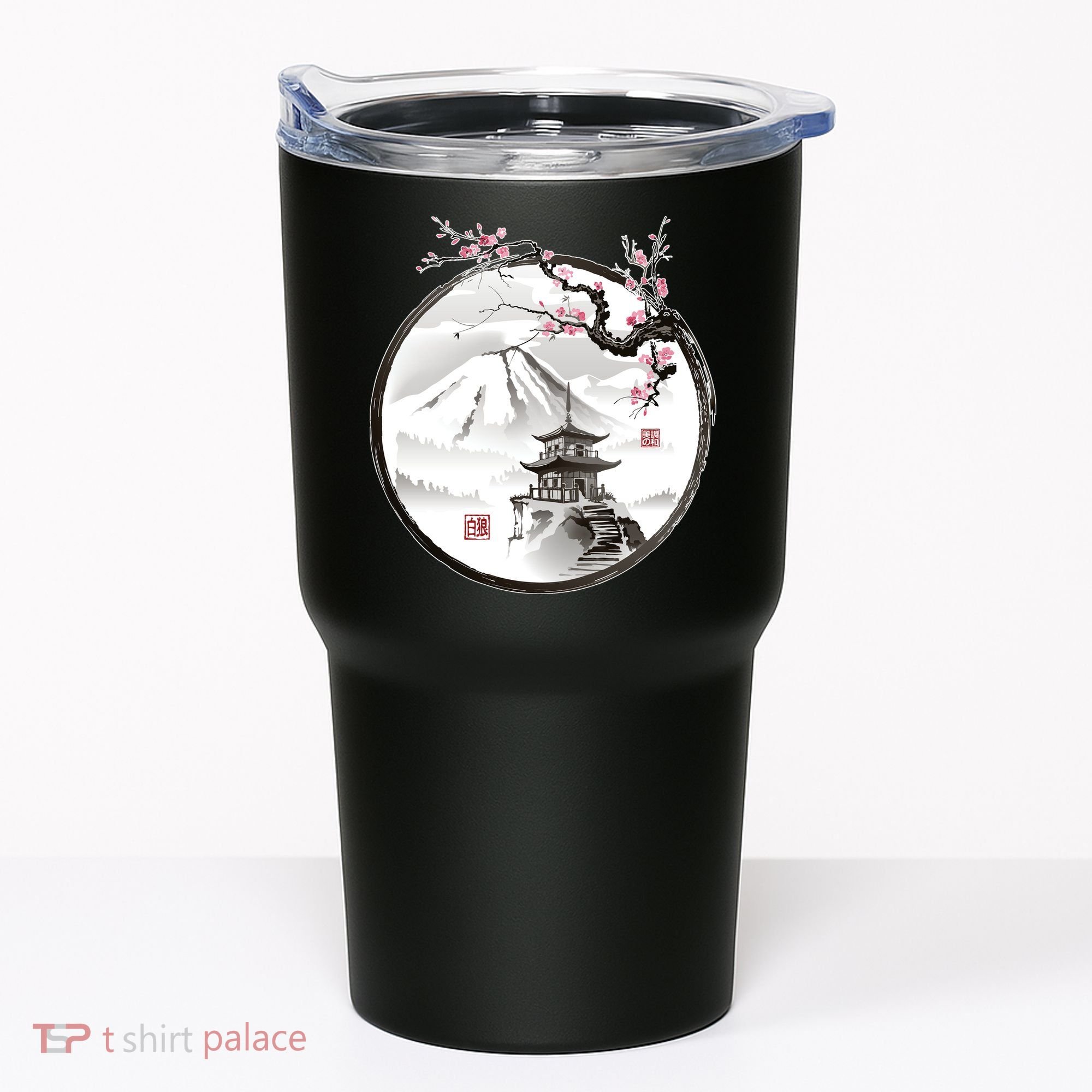 Pagoda Japanese Ink Painting Tumbler