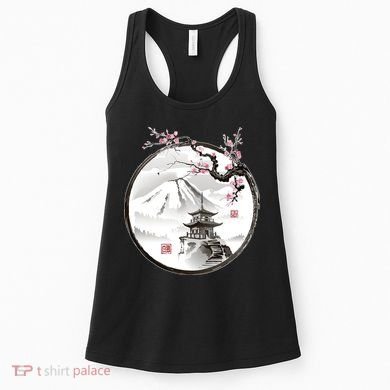 Pagoda Japanese Ink Painting Women's Tank Top