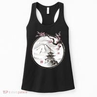 Pagoda Japanese Ink Painting Women's Tank Top thumb 0