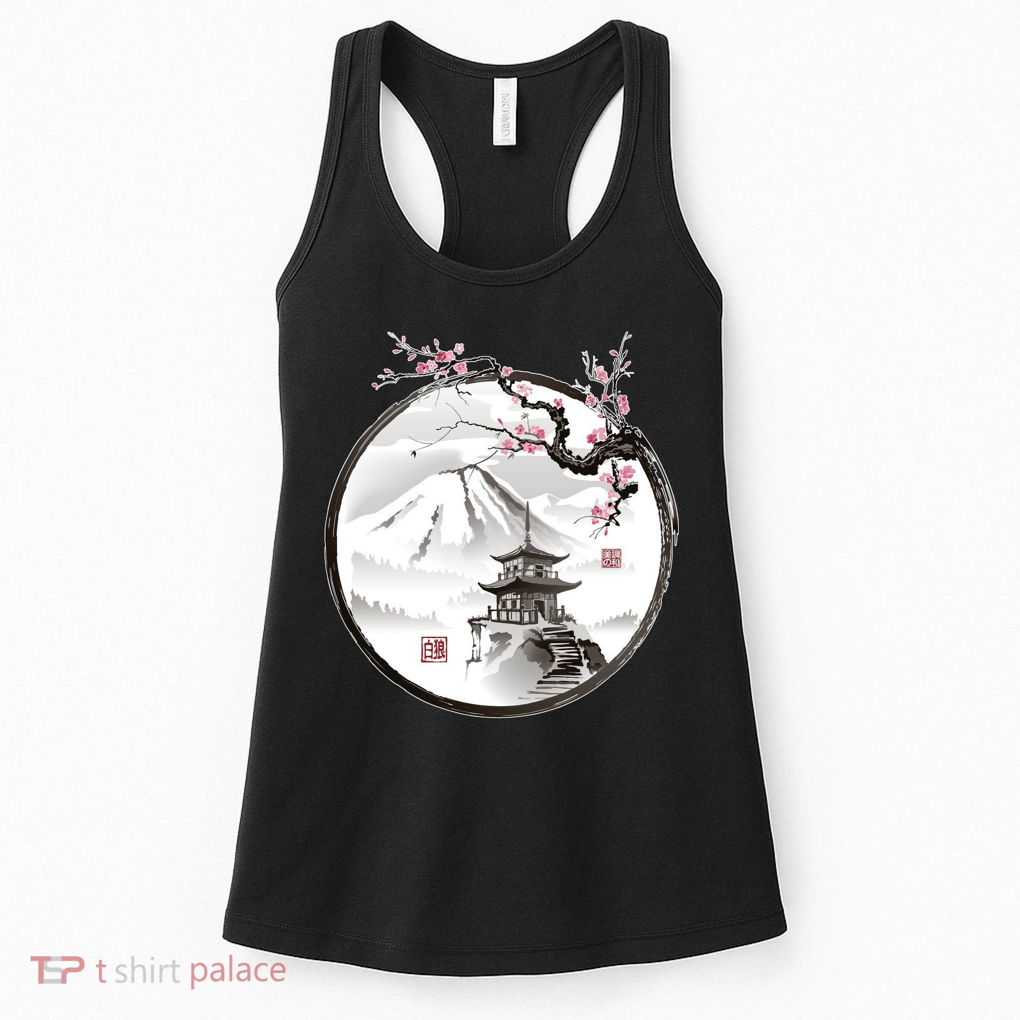 Pagoda Japanese Ink Painting Women's Tank Top