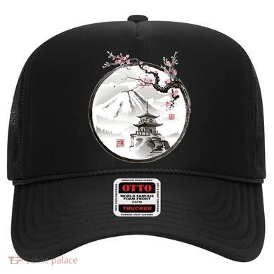 Pagoda Japanese Ink Painting Hat