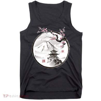 Pagoda Japanese Ink Painting Tank Top