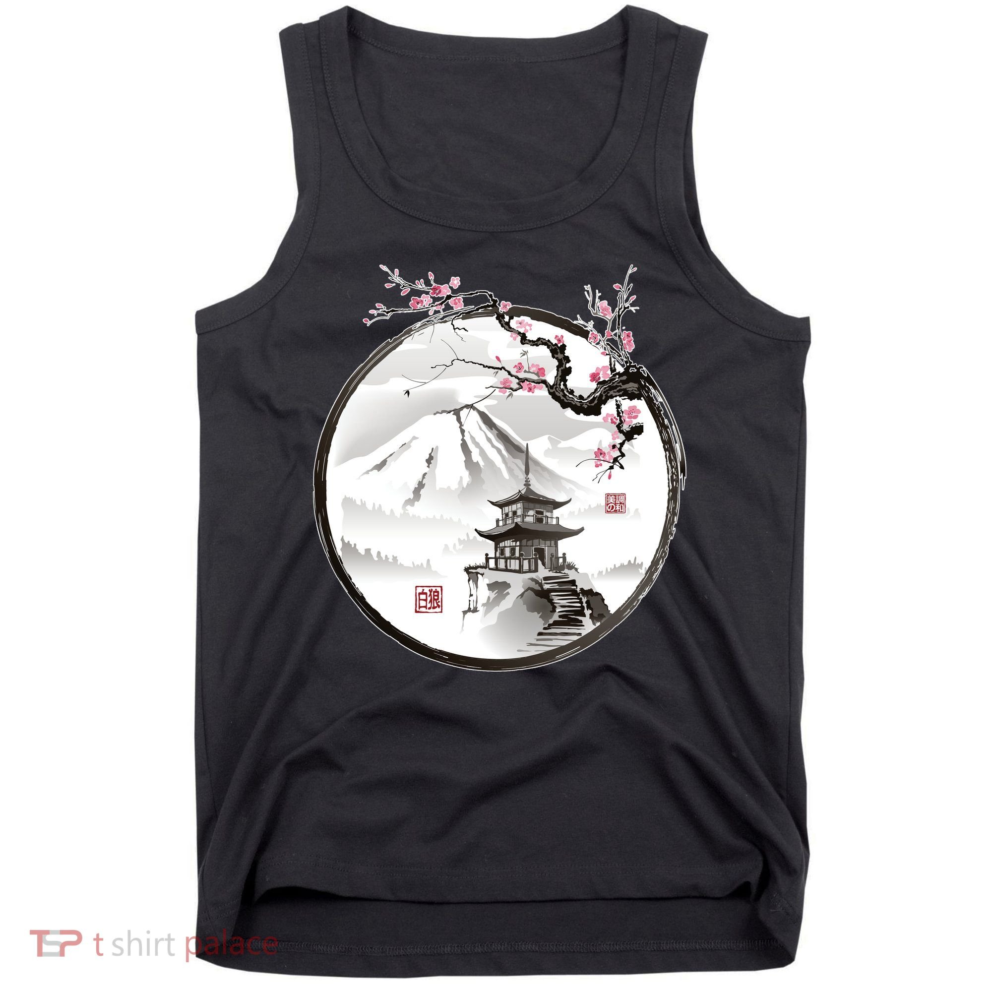 Pagoda Japanese Ink Painting Tank Top