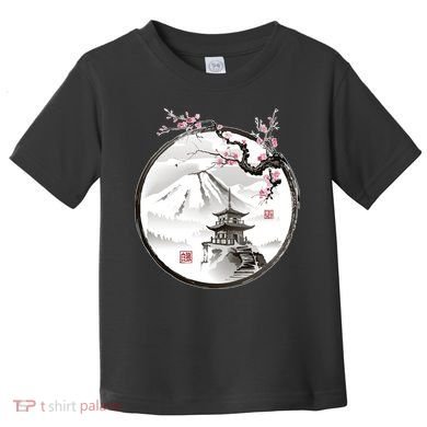 Pagoda Japanese Ink Painting Toddler T-Shirt