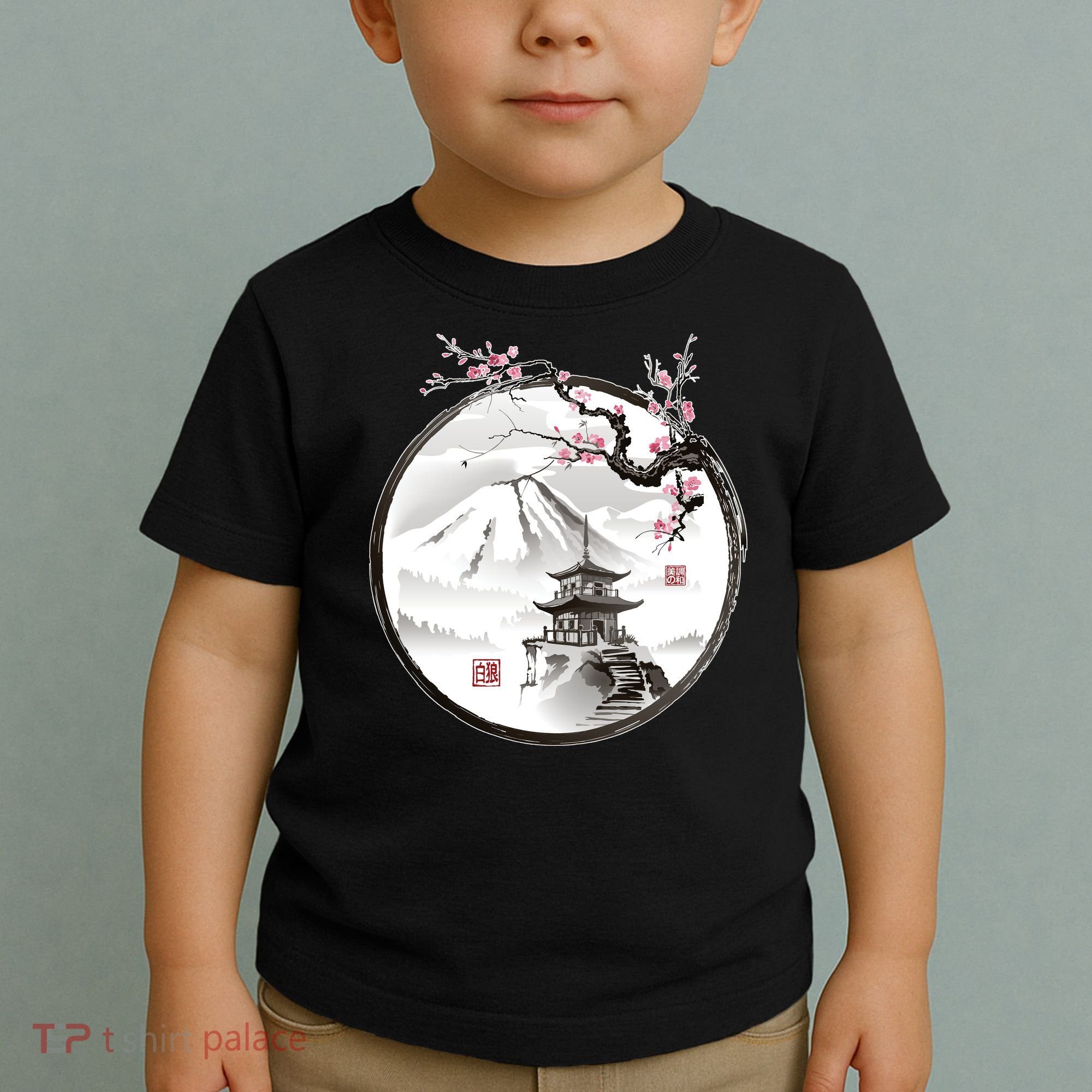 Pagoda Japanese Ink Painting Toddler T-Shirt