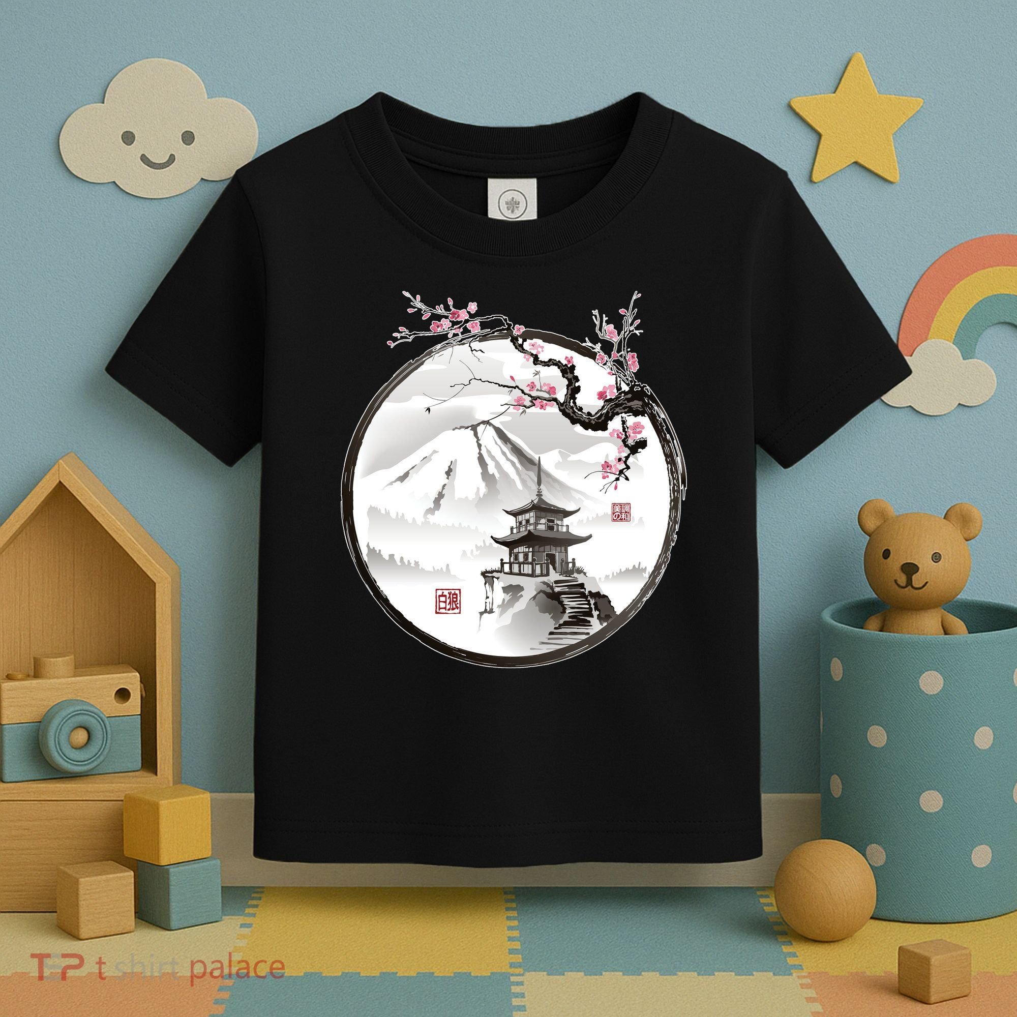 Pagoda Japanese Ink Painting Toddler T-Shirt