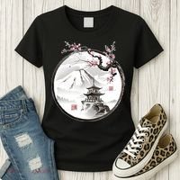 Pagoda Japanese Ink Painting Women's T-Shirt thumb 3