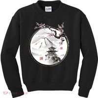 Pagoda Japanese Ink Painting Kids Sweatshirt thumb 0