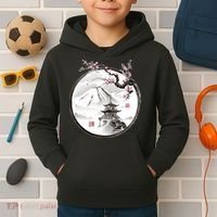 Pagoda Japanese Ink Painting Kids Hoodie thumb 2