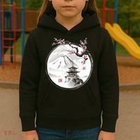 Pagoda Japanese Ink Painting Kids Hoodie thumb 3