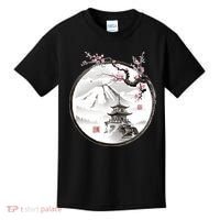 Pagoda Japanese Ink Painting Kids T-Shirt thumb 0