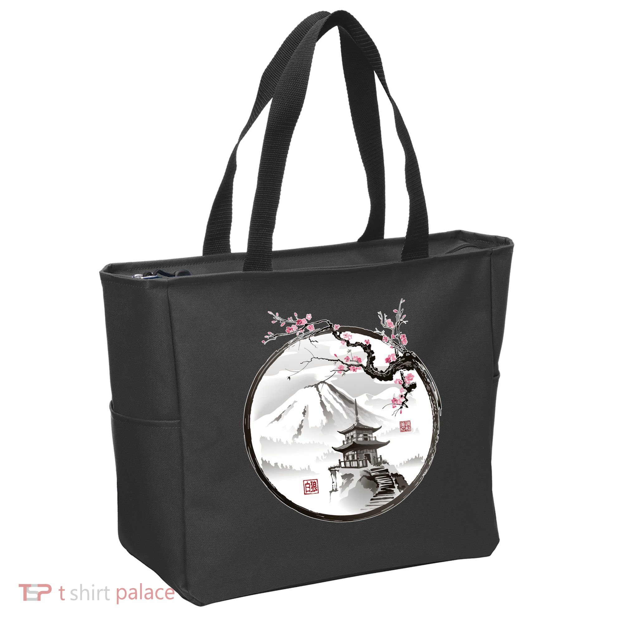 Pagoda Japanese Ink Painting Tote Bag