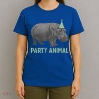 Party Animal Hippo Birthday Gift Funny Hippo Birthday Gift T-Shirt thumb 4