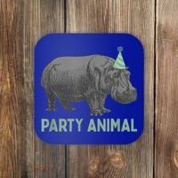 Party Animal Hippo Birthday Gift Funny Hippo Birthday Gift Coaster thumb 0