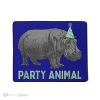 Party Animal Hippo Birthday Gift Funny Hippo Birthday Gift Mousepad thumb 0