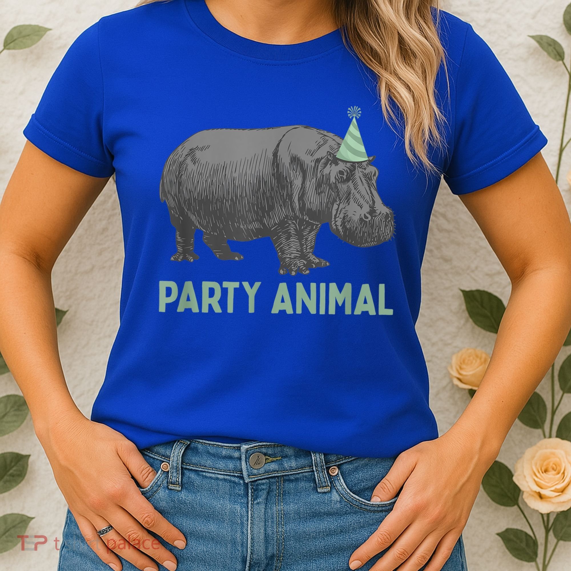 Party Animal Hippo Birthday Gift Funny Hippo Birthday Gift Women's T-Shirt