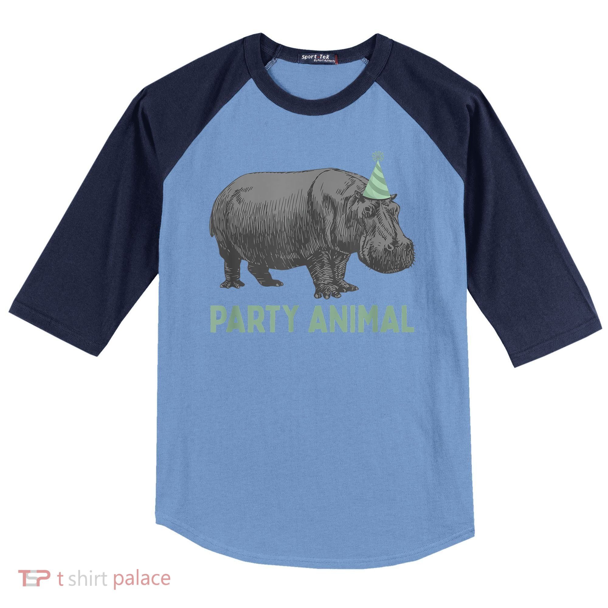 Party Animal Hippo Birthday Gift Funny Hippo Birthday Gift Raglan Baseball Sleeve Shirt
